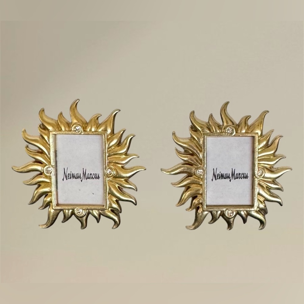 🛍️SALE🛍️Jay Strongwater Neiman Marcus Mini Sunburst w/ Crystals Photo Frames SET - Picture 2 of 6